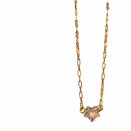 Star Crystal Necklace Gold tone Chain for Women with Jewelry Gift Box